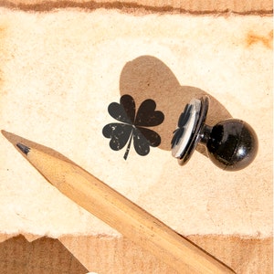 Four-Leaf Clover Mini Rubber Stamp: Small stamp for good fortune. Add a personalized touch to cards, journals, and more