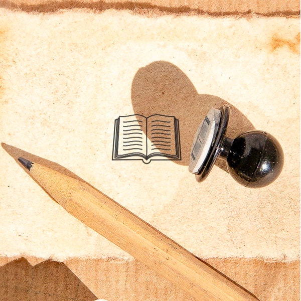 BOOK Mini Rubber Stamp: Delightful stamp for crafts. Unlock creativity with this adorable miniature book design