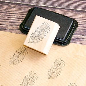 Pine Branch Wooden Block Rubber Stamp for Creative Crafting Delight.  Perfect for Artistic Projects and Scrapbooking