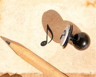 Musical Note Mini Rubber Stamp: Melodic Craft Design (7x12 mm)