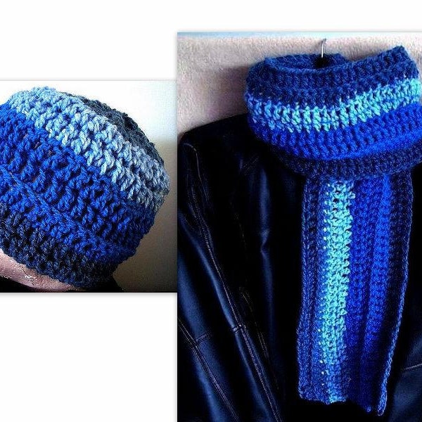 Crochet Pattern, Metrosexual Unisex Hat and Scarf, Adult size, #ch8, FREE HEADBAND PATTERN