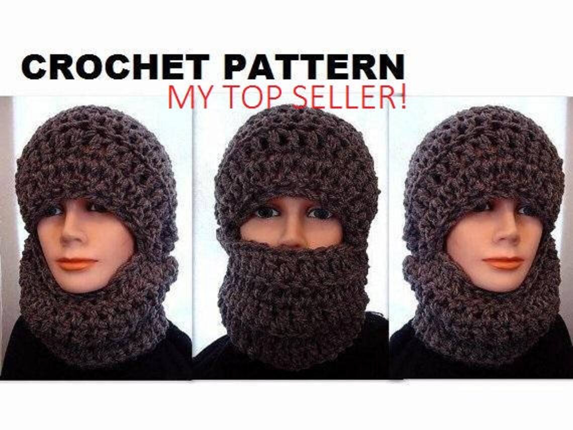 HAT Crochet Pattern, Ski Mask Unisex Chunky Style Winter Hat, Adult