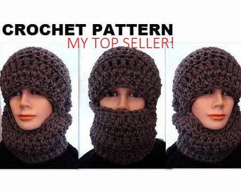 HAT Crochet Pattern, Ski Mask Unisex chunky style winter hat, Adult size, #ch5, see this listing for a free headband pattern