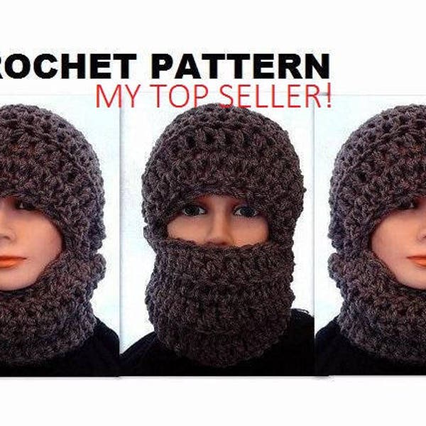 Modèle au crochet CHAPEAU, masque de ski Bonnet d'hiver unisexe de style épais, taille adulte, # ch5, voir cette annonce pour un modèle de bandeau gratuit