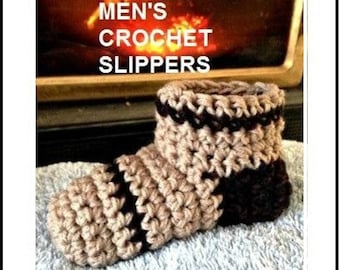 CROCHET slippers PATTERN, men's- women's crochet slippers, Small, Medium, Large sizes - Easy  pattern, Unisex, quick crochet slippers CH30