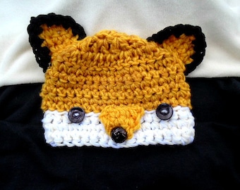 Fox Beanie Hat, cap CROCHET PATTERN, fits kids age 5 to Adult, Little Fox Hat, Cosplay, Halloween, Animal dress-up hat,