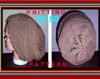 Knitting PATTERN, Slouchy Hat,  Unisex Beanie Hat, Easy flat knit, Beginner Level, Adult size, #CH-14