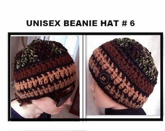Dude Beanie Crochet HAT PATTERN, sizes age 5 to adult, pattern #CH 6, Unisex hat, boys/girls/men/women, free headband pattern