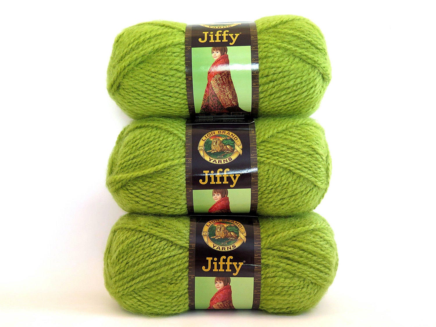 Jiffy Yarn Apple Green Lion Brand Mohair Look 3 Skeins Craft Etsy