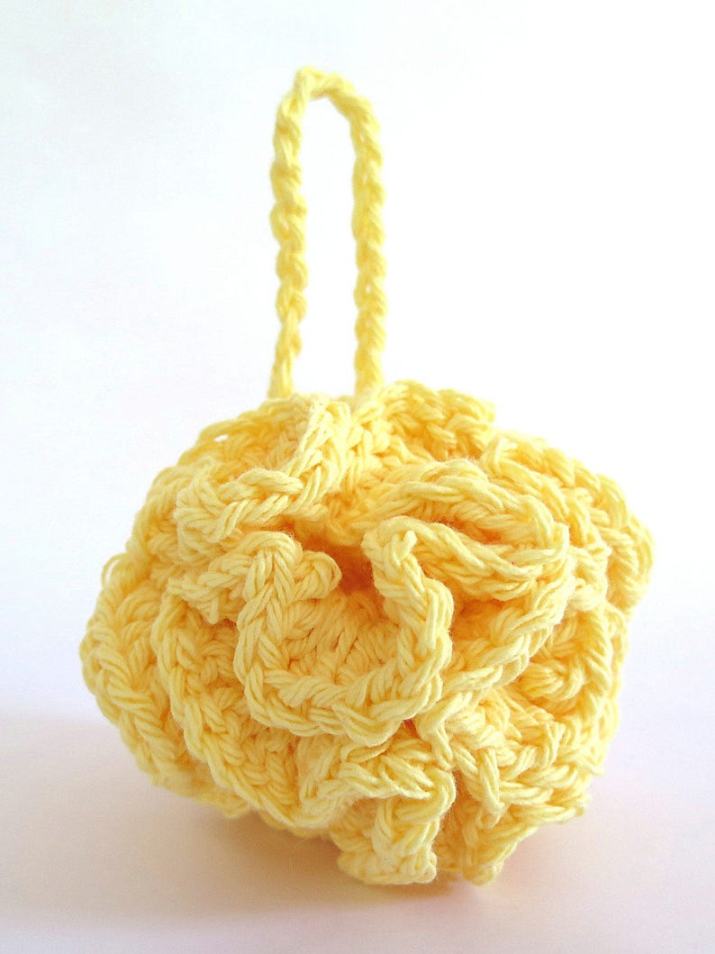 Crochet Facial Pouf Yellow Cotton Scrubbie Baby Bath Loofah Etsy