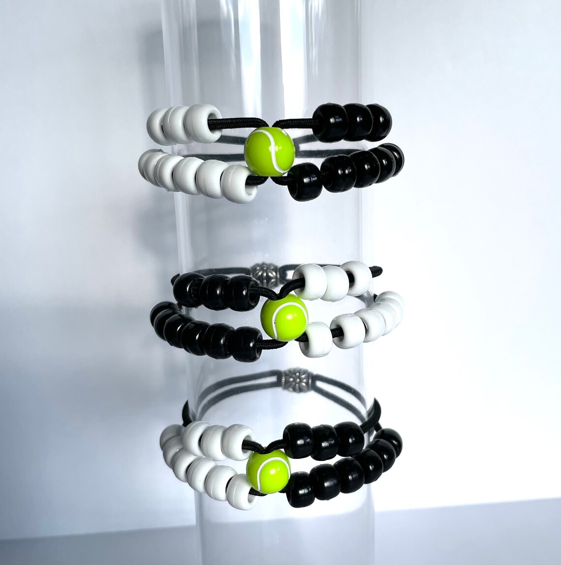 PACK OF 3 Score Keeper Tennis Bracelets Black & White beads Etsy Polska