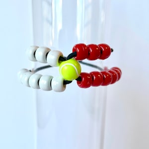 Score Keeper Tennis Bracelet - Red & White beads with a Black Elastic Cord