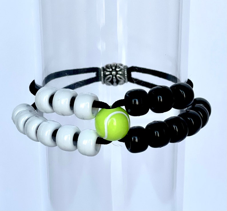 Score Keeper Tennis Bracelet Black & White beads with a Etsy