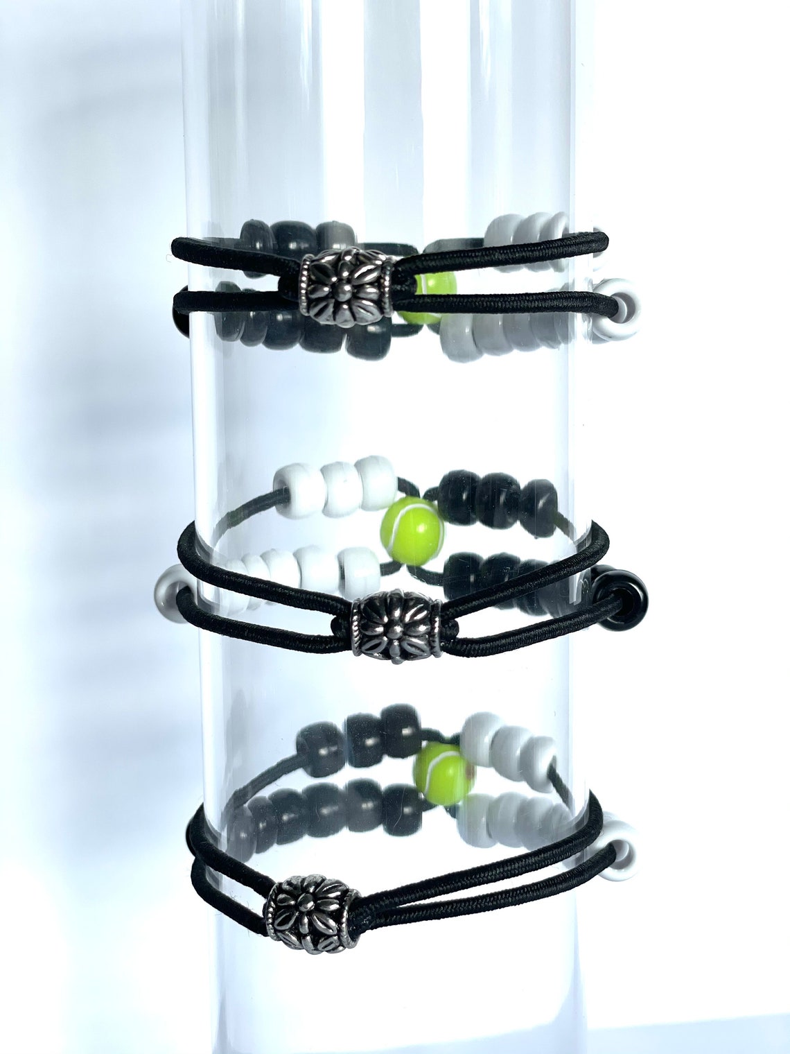PACK OF 3 Score Keeper Tennis Bracelets Black & White beads Etsy Polska