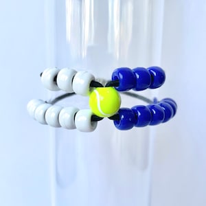 Score Keeper Tennis Bracelet - Blue & White beads with a Black Elastic Cord