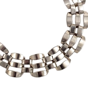 Vintage Mexican Silver Choker Necklace by Johanna Van Ryn - Rare 1940s Modernist Collar  - 15&quot; Long