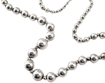Vintage Sterling Silver Bead Necklace - Small to Large Beads - 30" Long