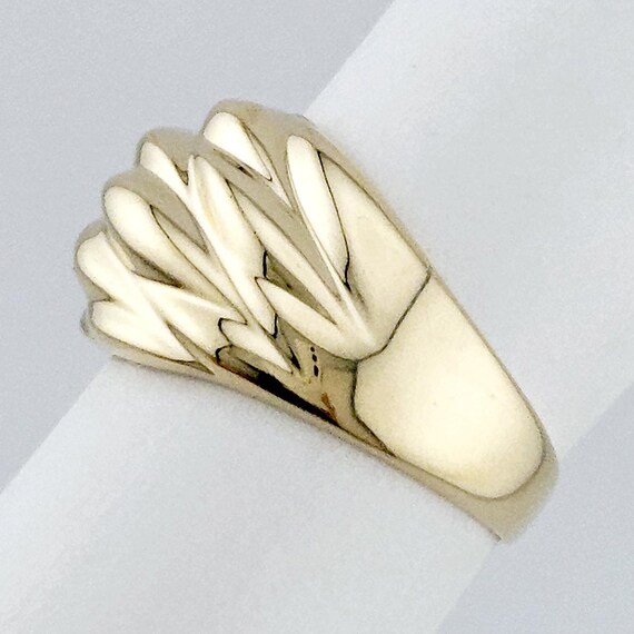 Solid 10K Gold Ring - Dynamic Rippled Design - Si… - image 4