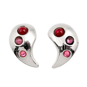 Vintage Sterling Silver Designer Earrings - 1980s Frederic Duclos Clip-On Earrings - 2&quot; Tall