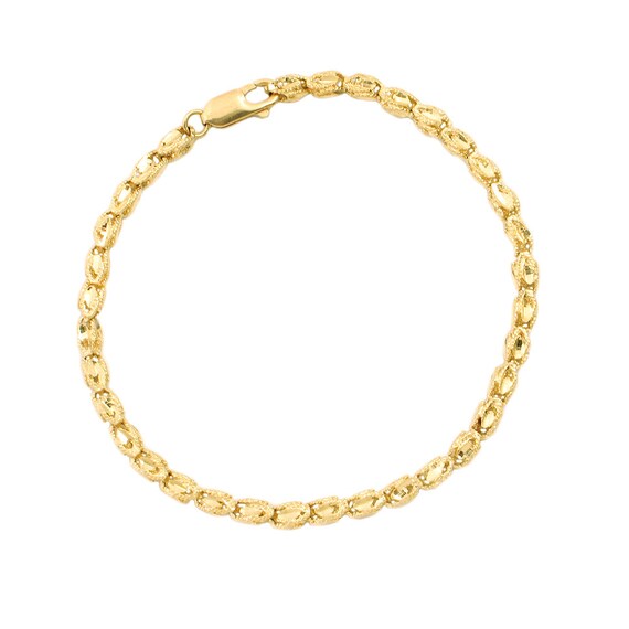 14K Gold Chain Bracelet Unique Chain Style Vintage Yellow | Etsy