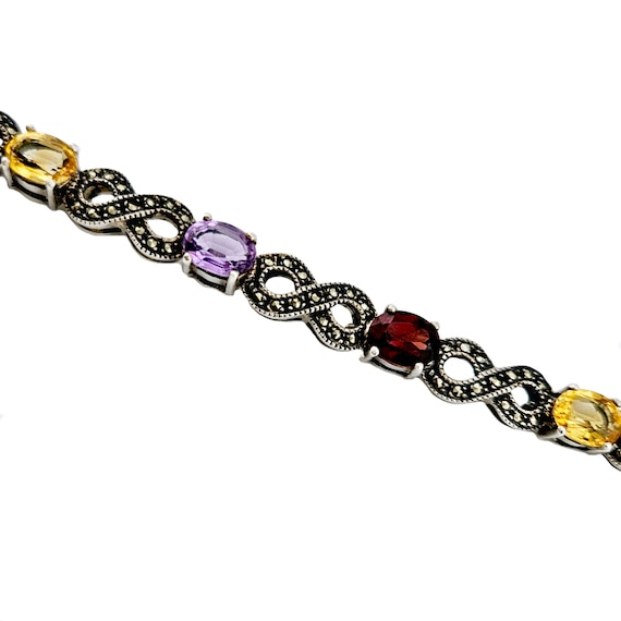 Sterling Silver Oval Gemstone Infinity Link Design Bracelets Sterling Silver Oval Gemstone Infinity Link Design Bracelets