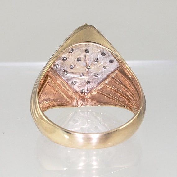 Vintage Mens 14K Gold and Diamond Ring - 20 Stone… - image 10