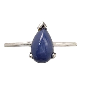 Ladies Star Sapphire Ring in 10K White Gold - Size 5