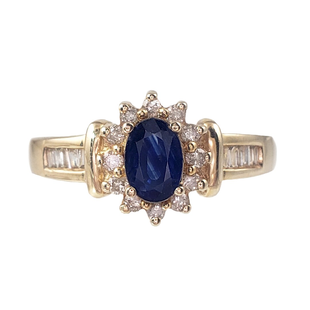 Vintage Sapphire and Diamond Ring in 14K Gold Size 7 - Etsy
