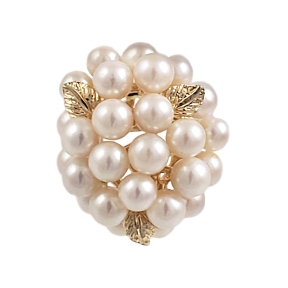 14K Gold and Pearl Bombe Ring Cluster of 26 Cultured Pearls - Etsy