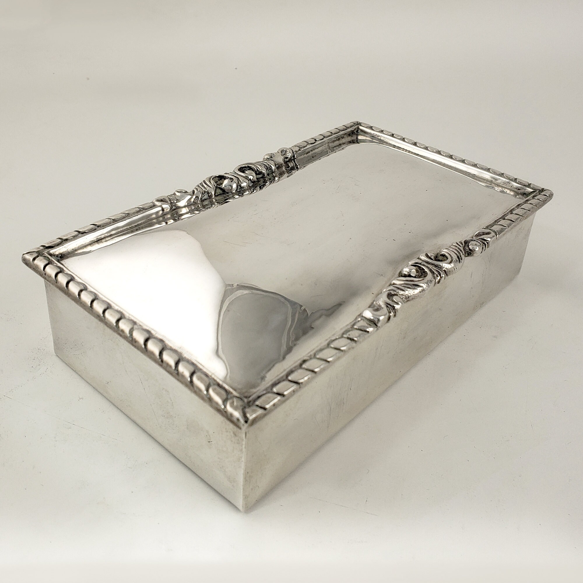 Vintage Mexican Sterling Silver Box With Wood Lining - 16
