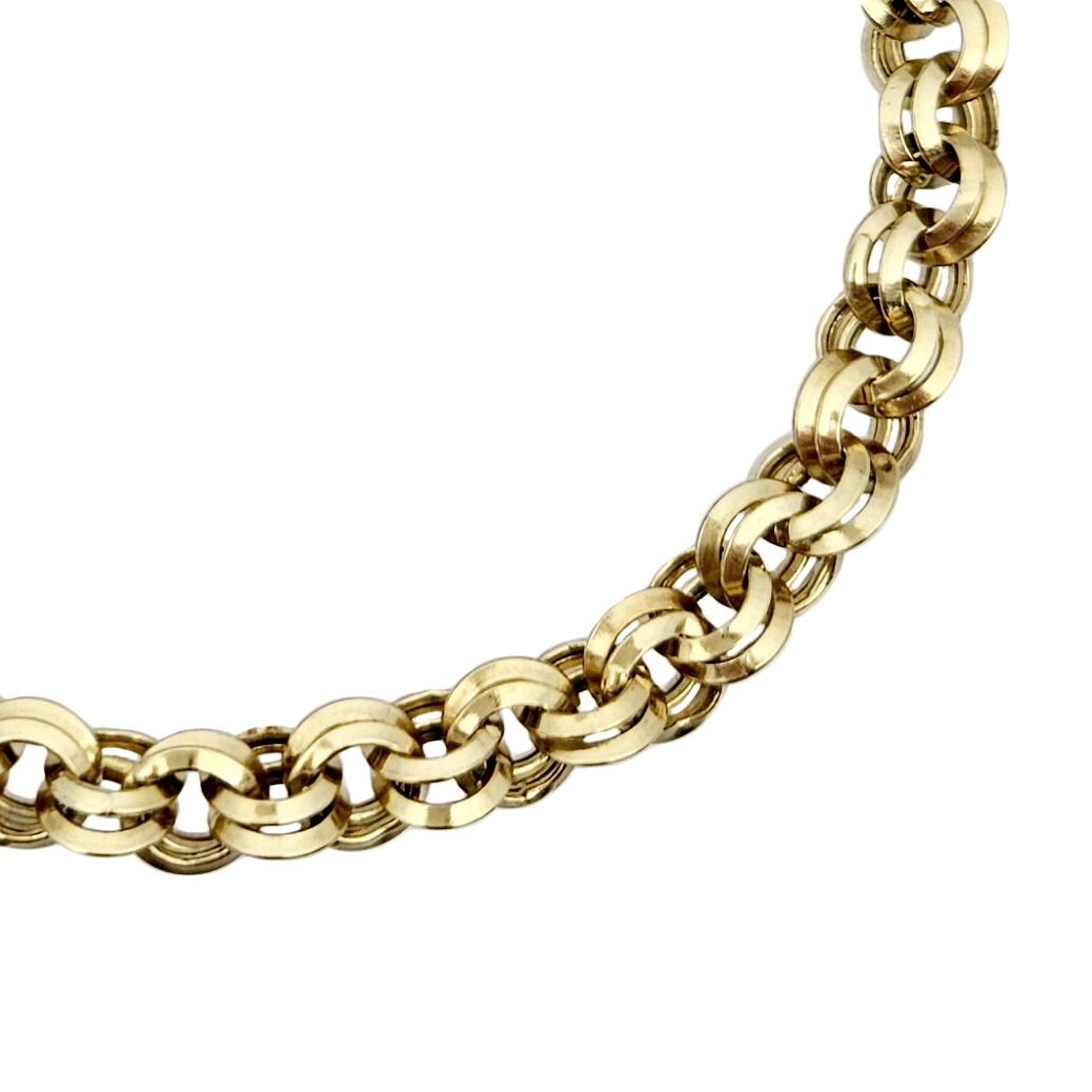 Vintage 18K Gold Double Link Chain Bracelet - Rolo Belcher Italian - 7" Long