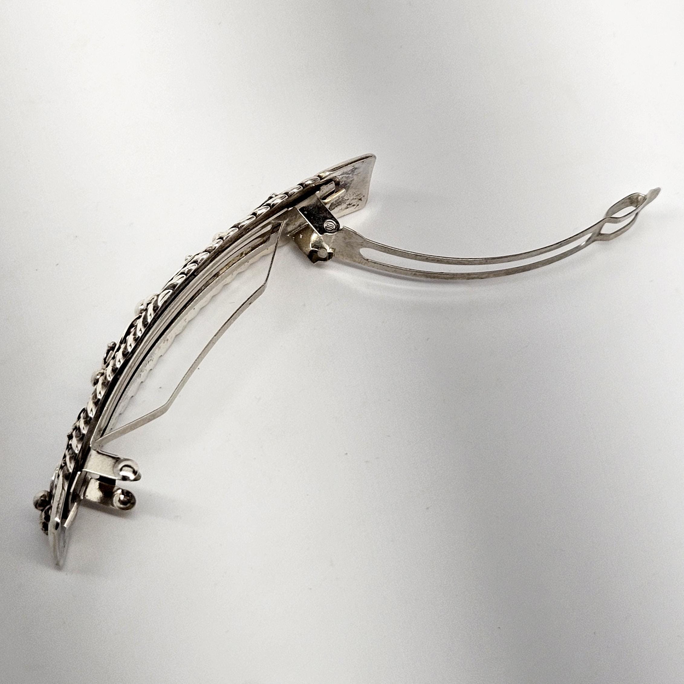 Vintage Southwestern Artisan Sterling Silver Handmade Hair Barrette SS335 Sterling Silver Hair Piece, Sterling Silver Hair Barrette  main image 2