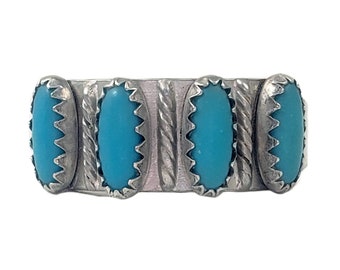 Vintage Southwestern Turquoise Ring in Sterling Silver - 4 Stones - Size 7.5