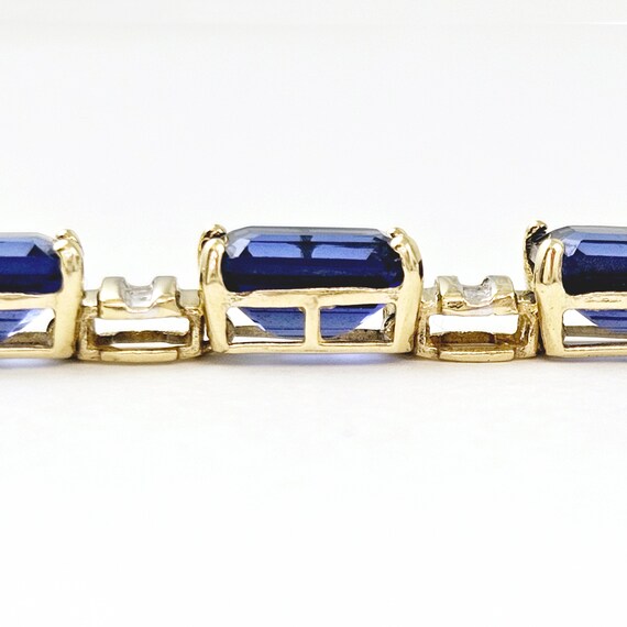 Created Sapphire and 10K Gold Link Bracelet with … - image 8