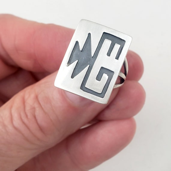 Vintage Southwestern Style Rectangular Ring with … - image 6