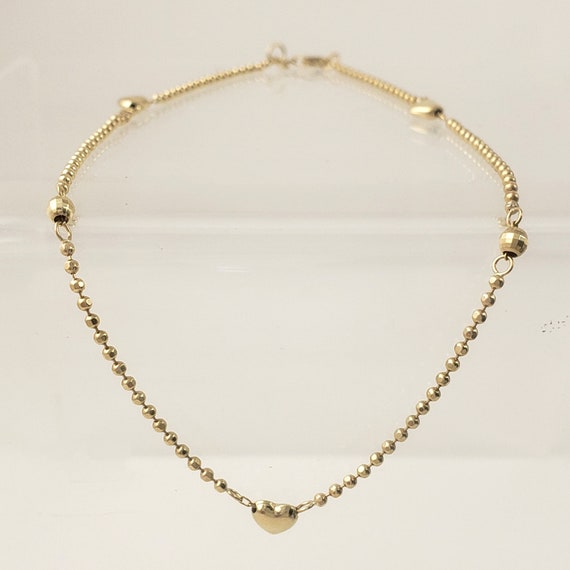Sexy 14K Gold Bead Chain Anklet with Hearts - 10 … - image 3
