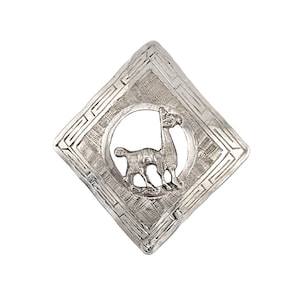 Vintage Llama Brooch in Sterling Silver - Peru - Animal Pin - 2&quot; Tall