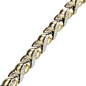 Two-Tone 10K Gold Link Bracelet with Sparkly Bright Cuts - 7.25&quot; Long