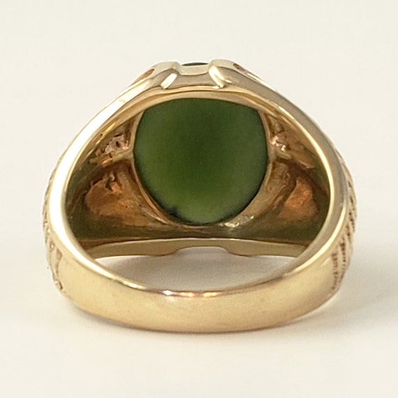 Vintage Jade Ring in Solid 14K Gold - Masculine S… - image 9