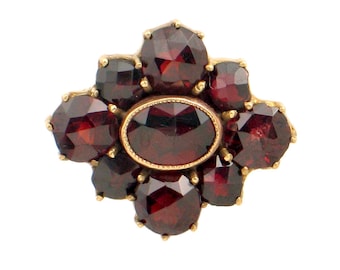 Bohemian Garnet Ring in 14K & 9K Gold - Multi-Stone Ring - Antique Feature Conversion - Size 6.25