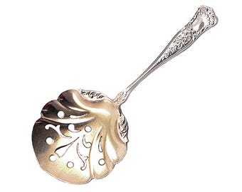 Small 1896 Sterling Silver Pierced Bon Bon Spoon with Gilded Bowl - Gorham & Co. Maryland Pattern - 4 5/8&quot; Long