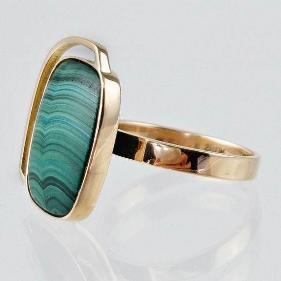 Unique Malachite Ring in Solid 14K Gold - Contemp… - image 7