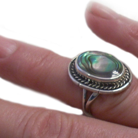 Vintage Abalone & Silver Ring - Signed Southweste… - image 6