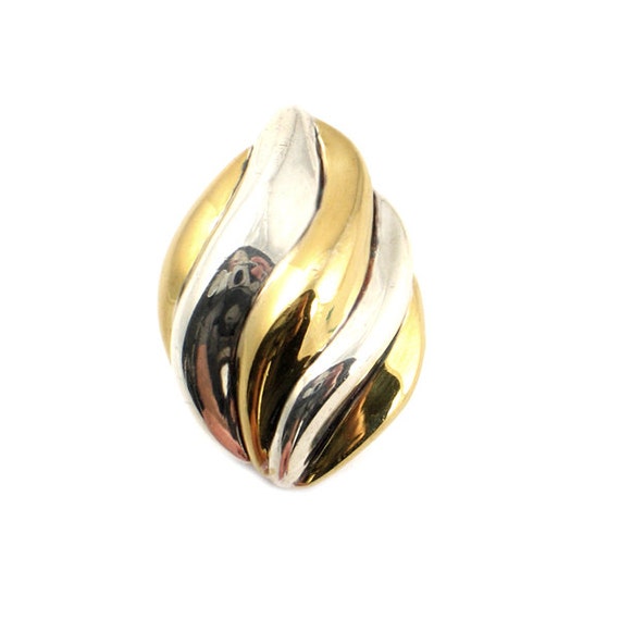 Two-Tone Vintage Sterling Ring with Gold Plating … - image 1