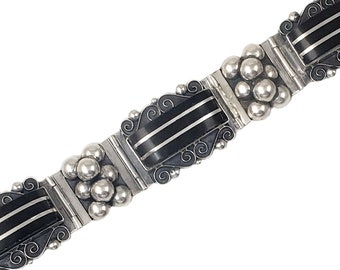 Vintage Black Onyx Sterling Bracelet Vintage Silver Black
