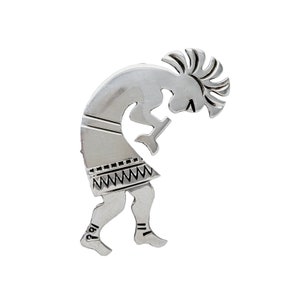 Vintage Sterling Silver Kokopelli Brooch Pin - Hopi Mythology - 1.5&quot; Tall