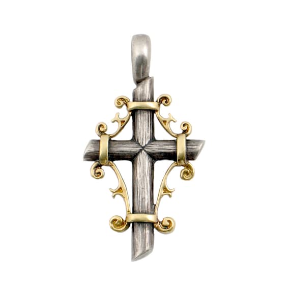 Sterling Silver & 18K Gold Cross - Spiritual Two … - image 1