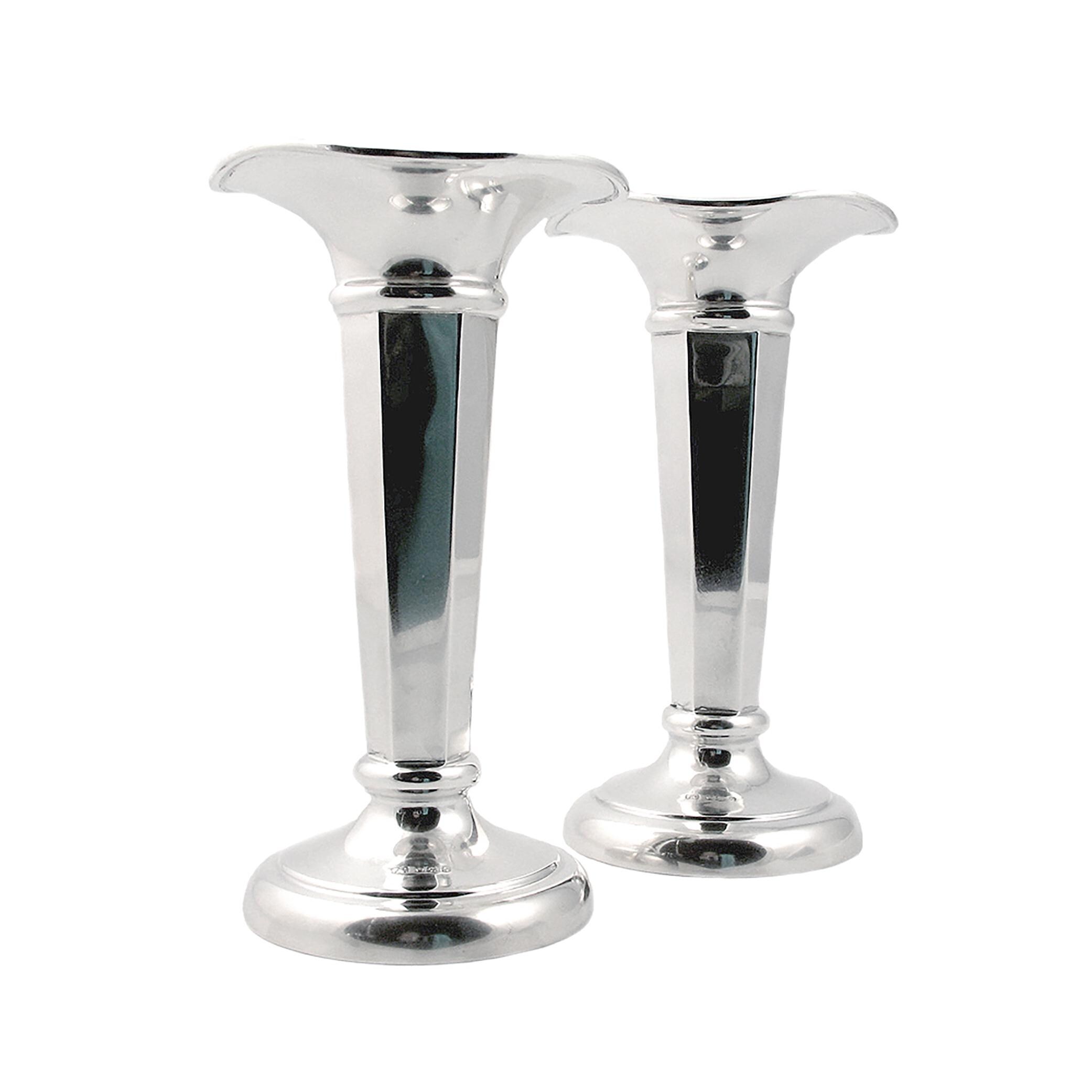 Art Deco Sterling Silver Vases Frank Cobb Sheffield, 1935