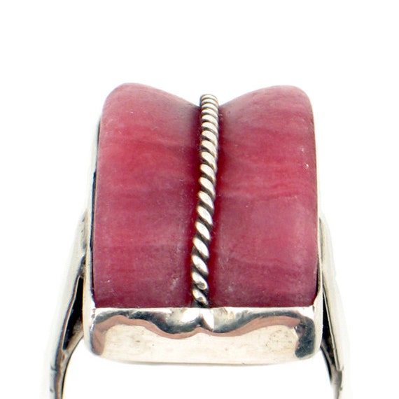 Vintage Rhodochrosite & Silver Ring -Unique Mexic… - image 4