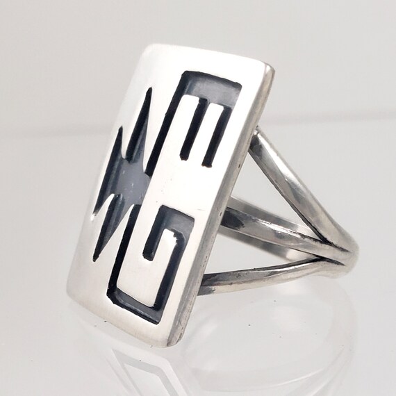 Vintage Southwestern Style Rectangular Ring with … - image 4